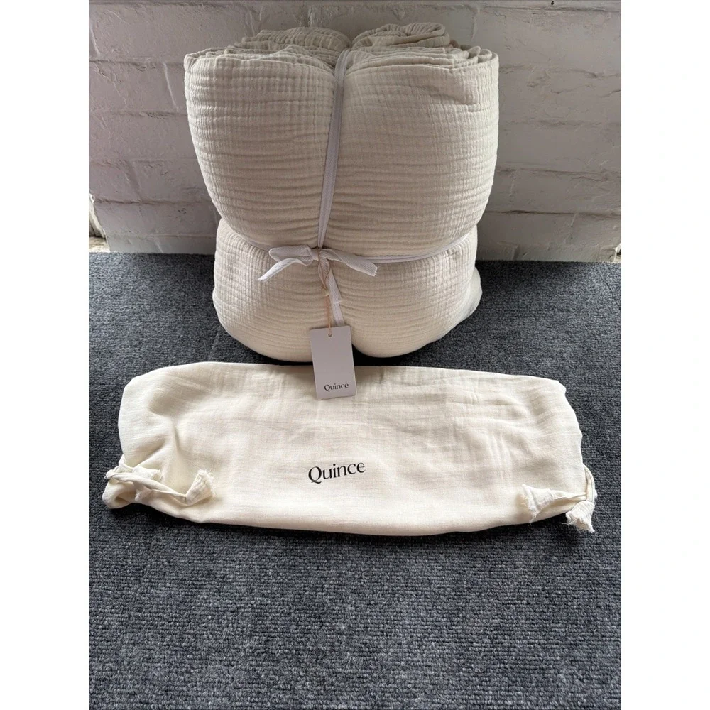NWT Quince King/CK Airy Gauze Duvet Cover Set Undyed Organic Cotton w/Dust Bag